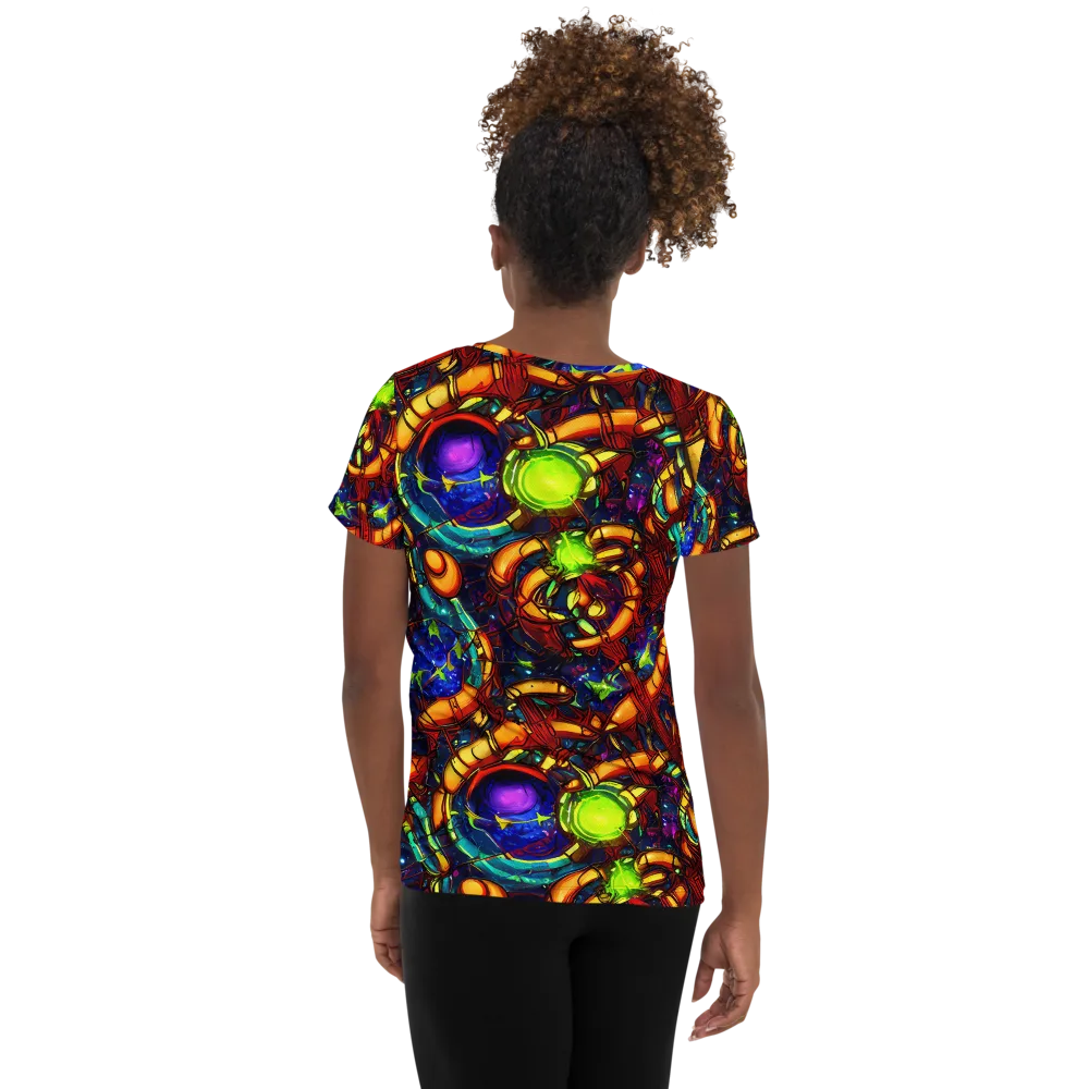 Radiant Machinery on Women's Athletic T-Shirt — Back