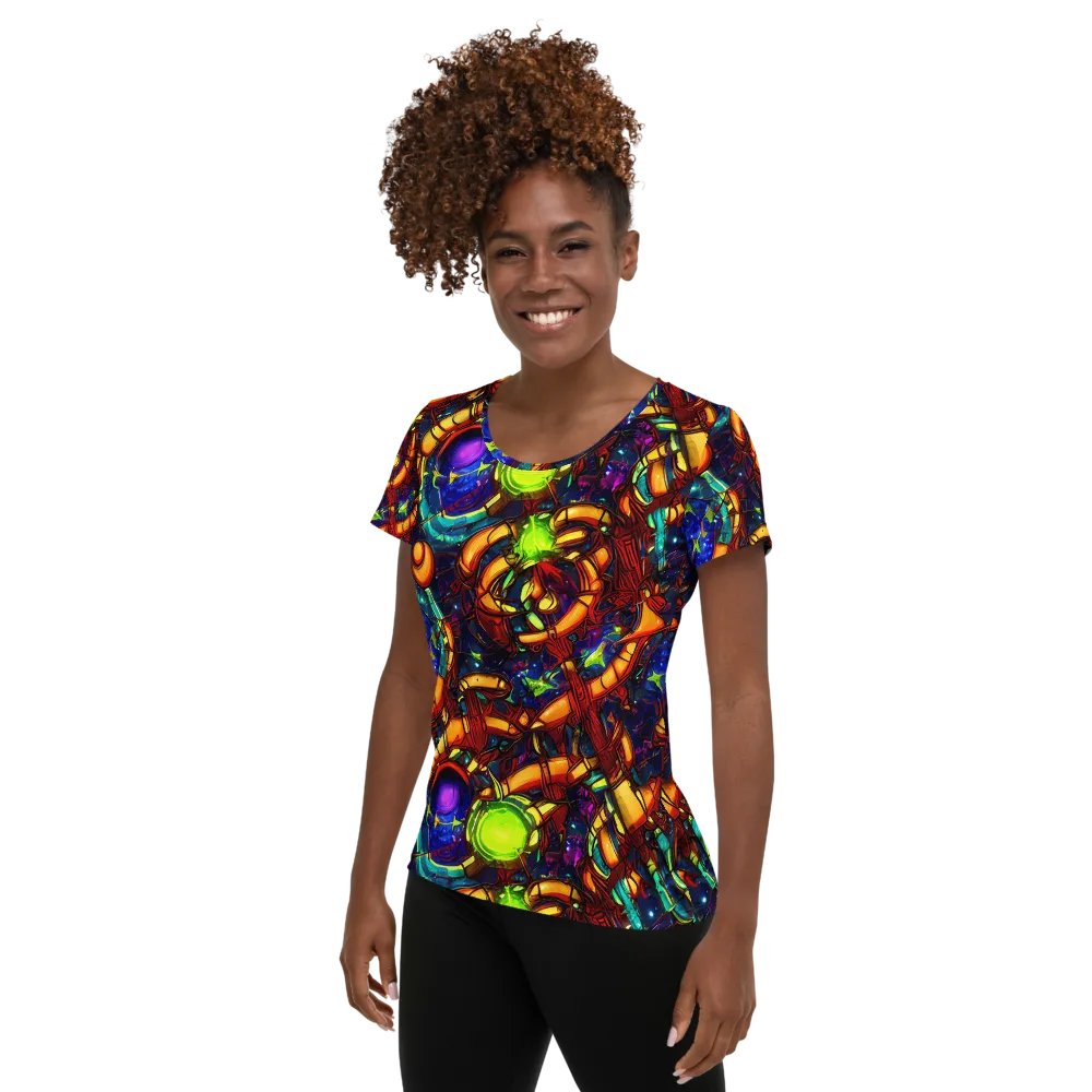 Radiant Machinery on Women's Athletic T-Shirt — Left