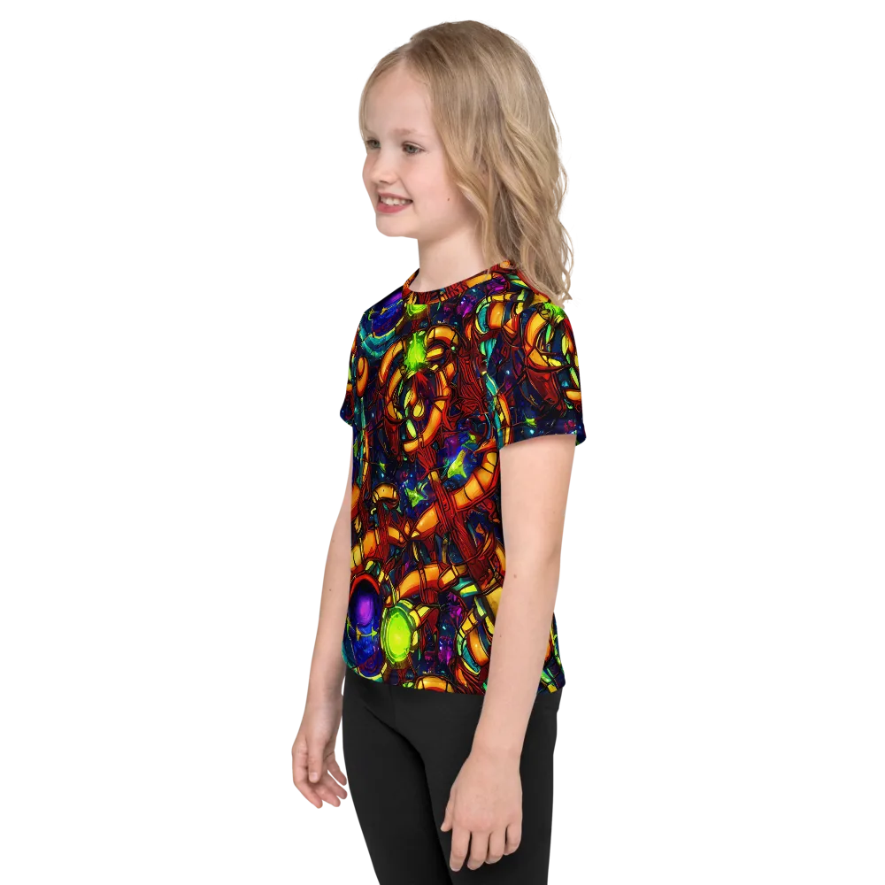 Radiant Machinery on Kids Crew Neck T-Shirt — Left
