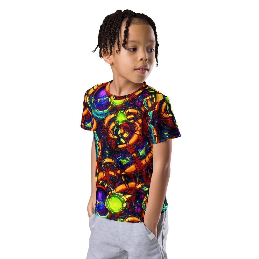 Radiant Machinery on Kids Crew Neck T-Shirt — Left Front