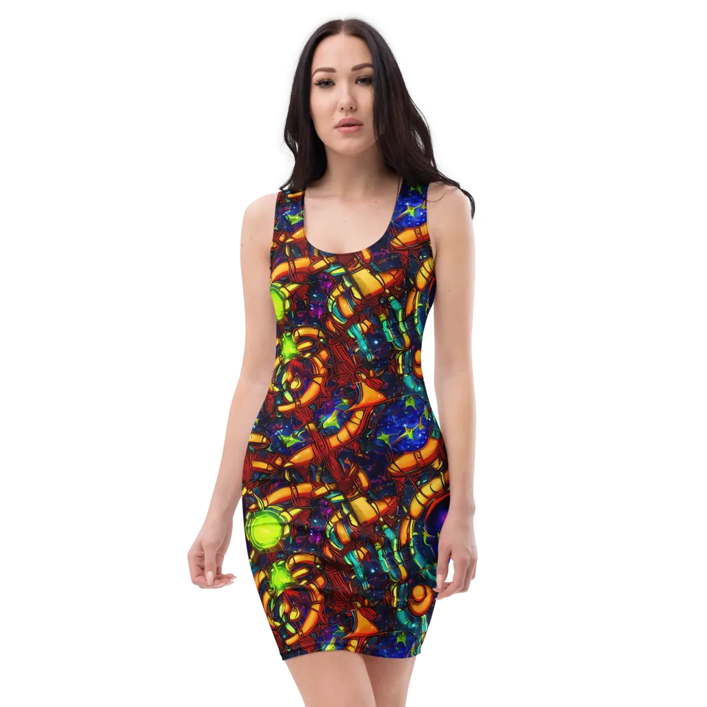 Radiant Machinery on Bodycon Dress — Front
