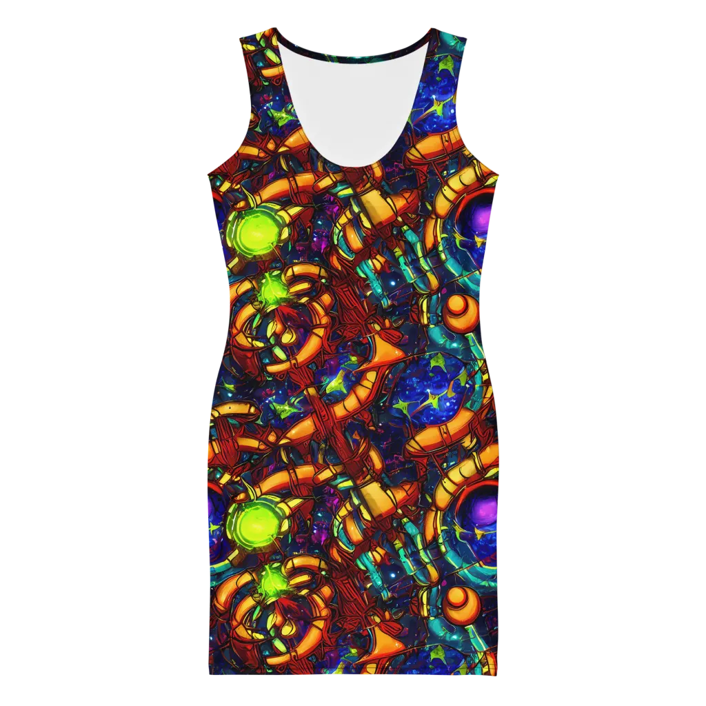 Radiant Machinery on Bodycon Dress — Front