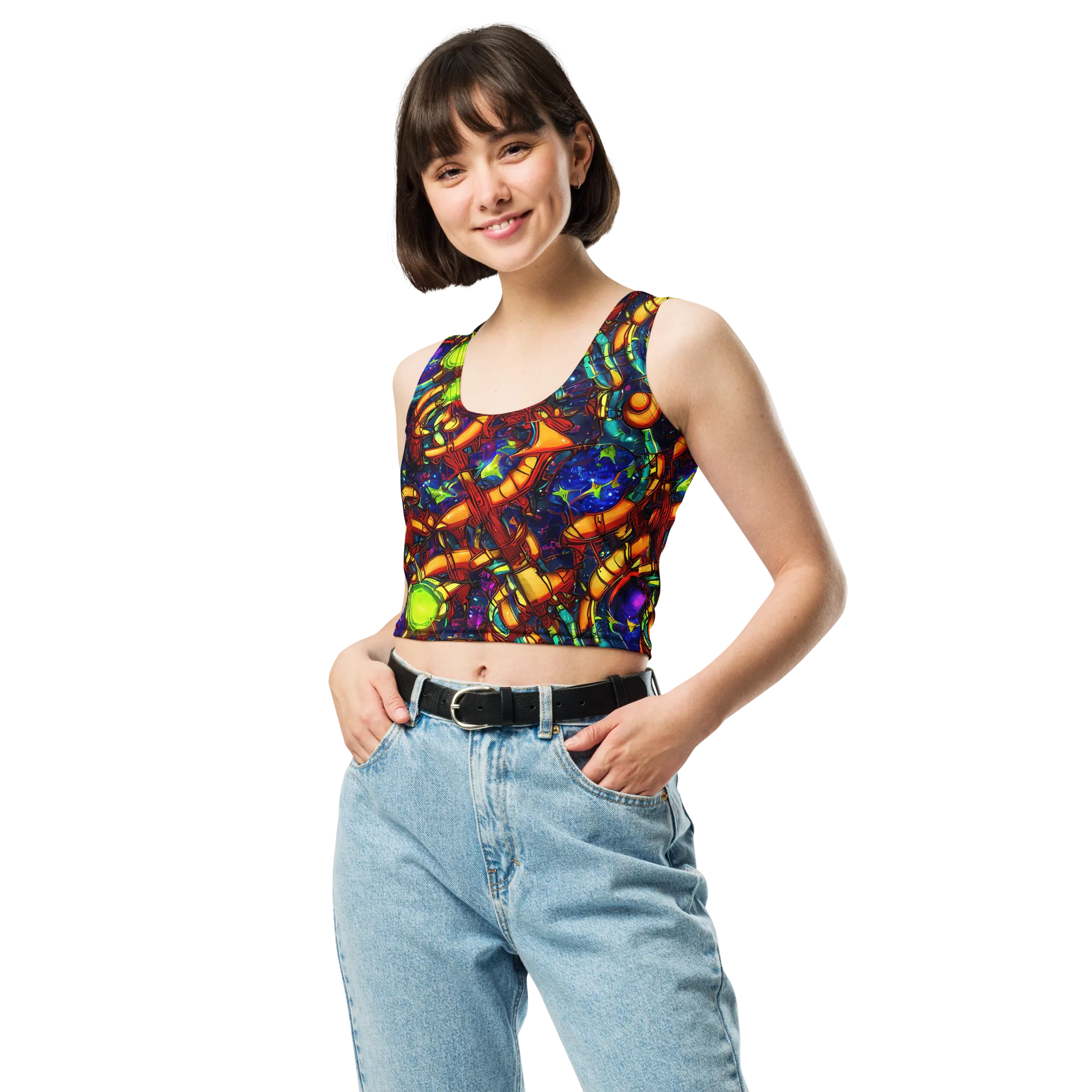 Radiant Machinery on Crop Top — Front