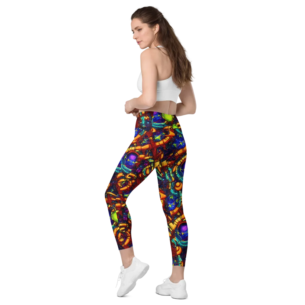 Radiant Machinery on Leggings with Pockets — Left Back