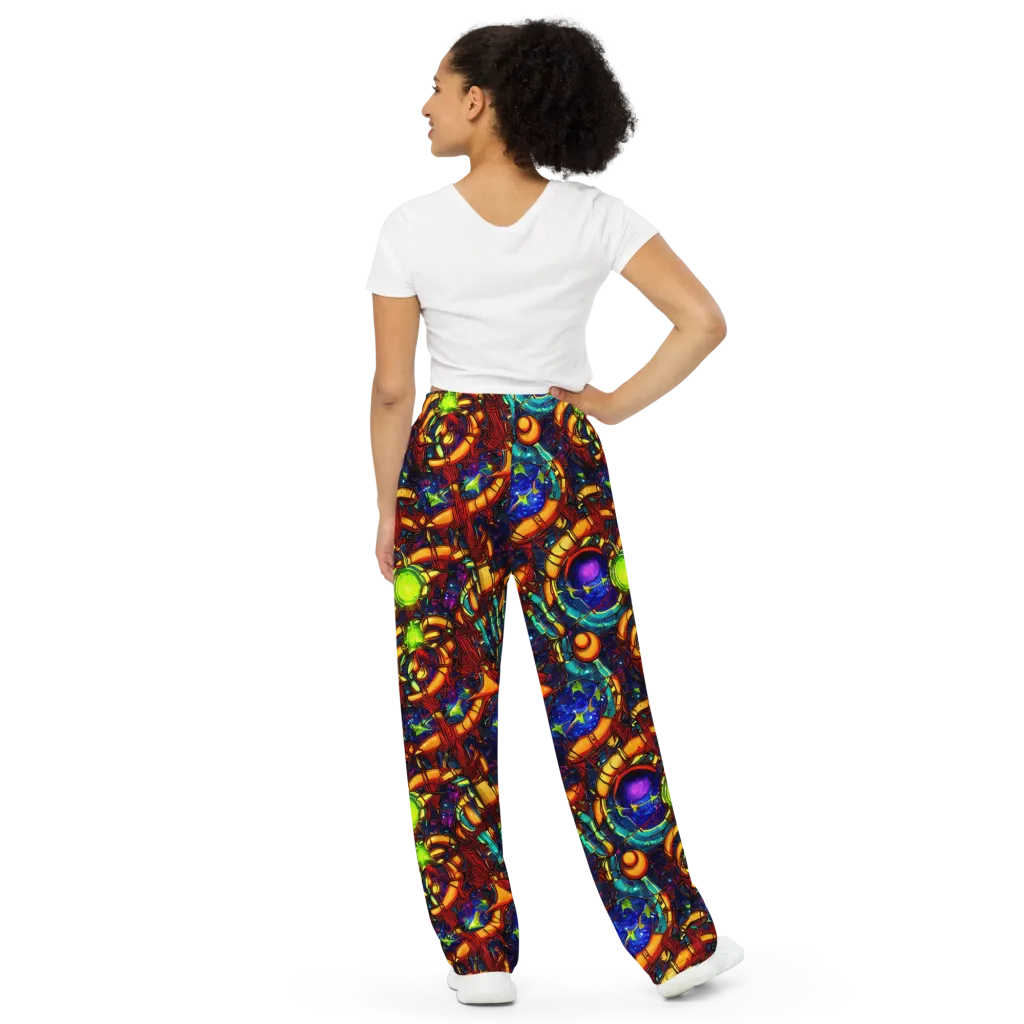 Radiant Machinery on Wide-Leg Pants — Back