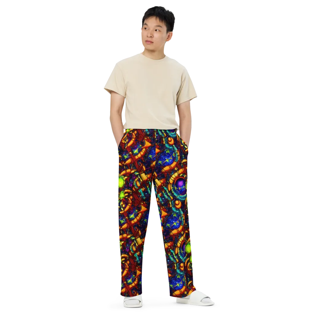 Radiant Machinery on Wide-Leg Pants — Front