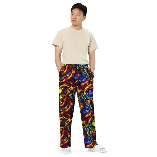 Radiant Machinery on a Wide-Leg Pants