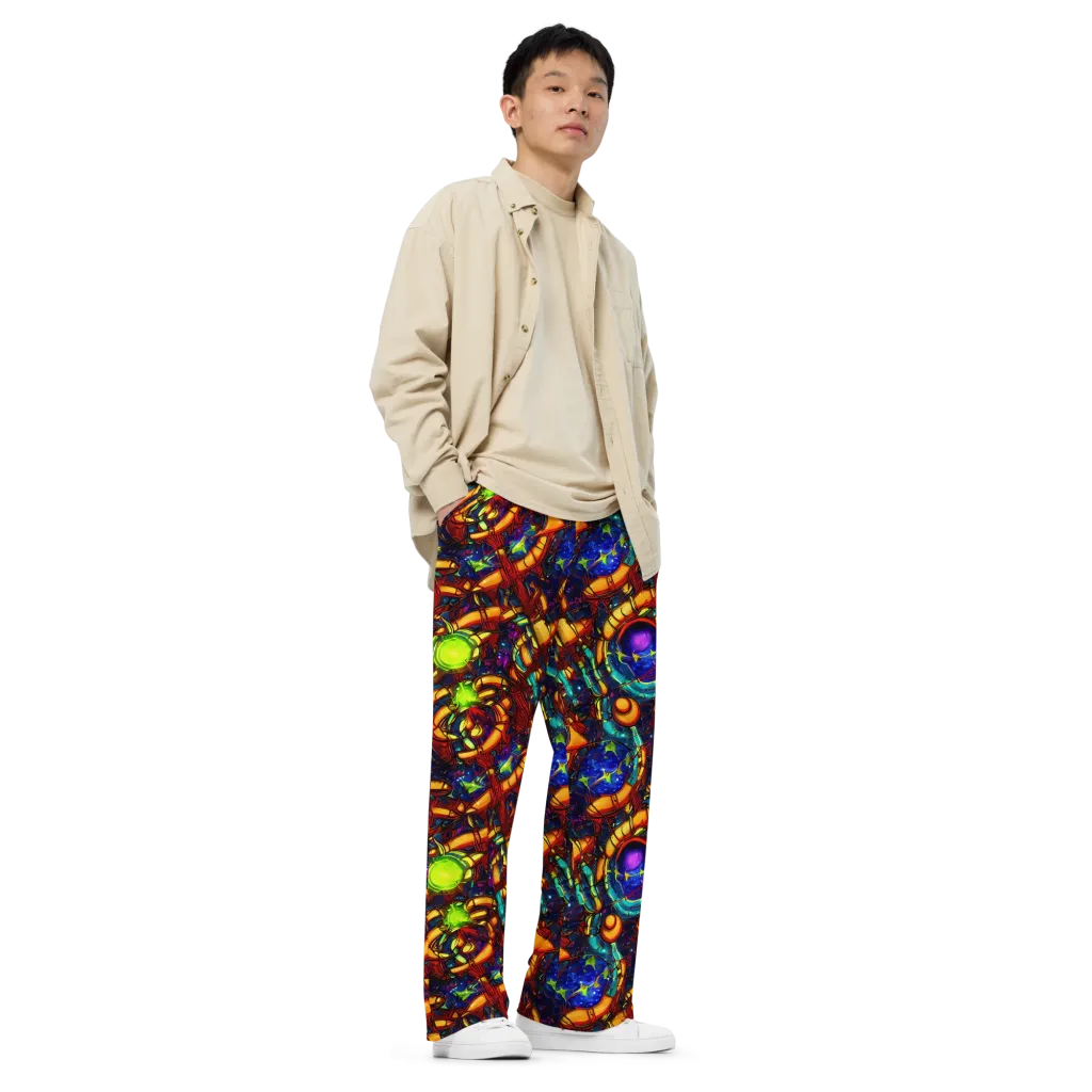 Radiant Machinery on Wide-Leg Pants — Right Front