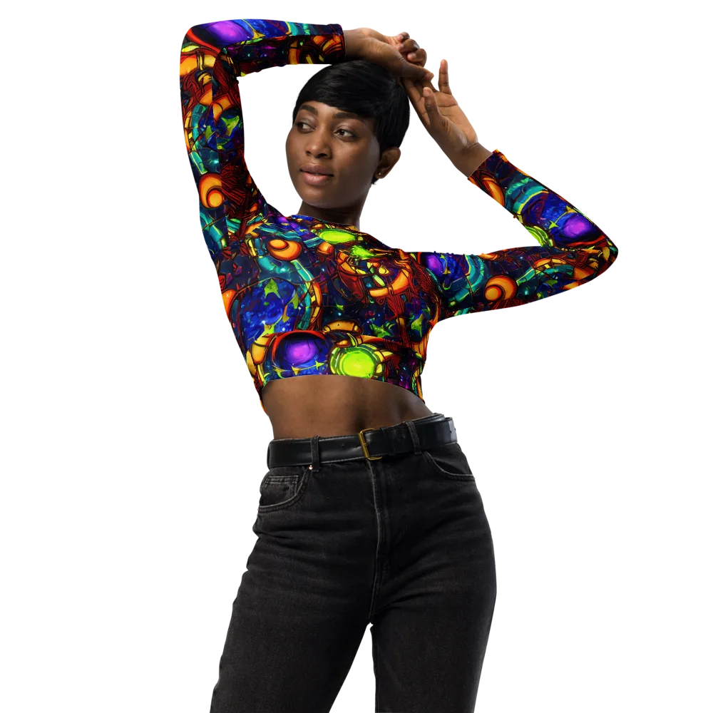 Radiant Machinery on Long Sleeve Crop Top — Front