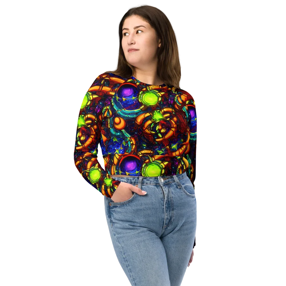 Radiant Machinery on Long Sleeve Crop Top — Front
