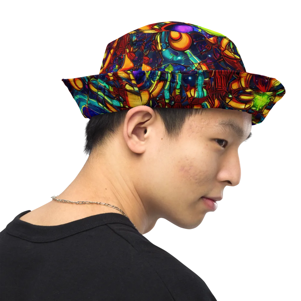 Radiant Machinery on Reversible Bucket Hat — Right Outside