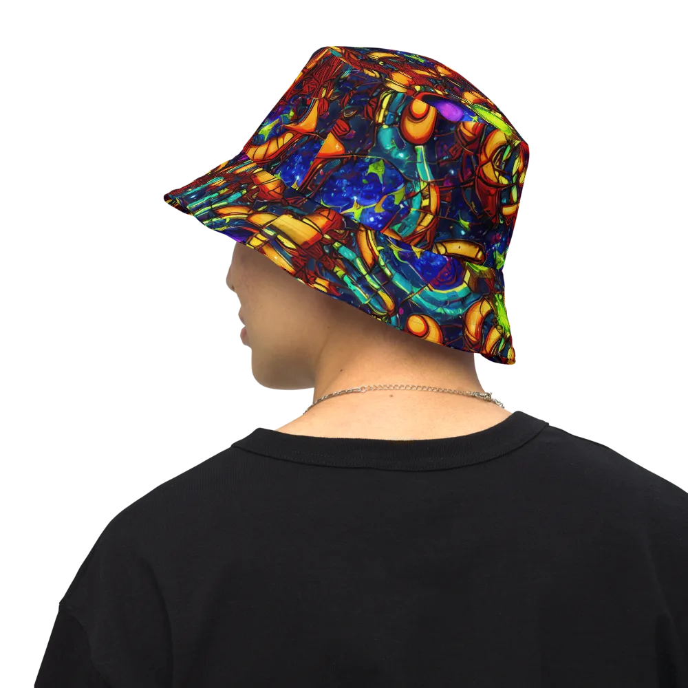 Radiant Machinery on Reversible Bucket Hat — Back Inside