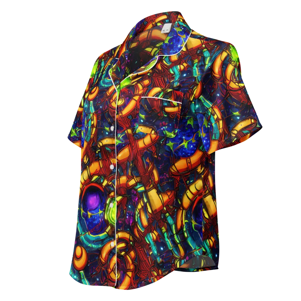 Radiant Machinery on Women's Short Sleeve Pajama Top — Left Front
