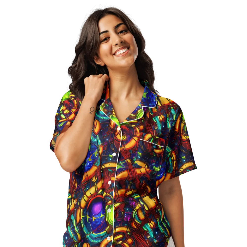 Radiant Machinery on Women's Short Sleeve Pajama Top — Front