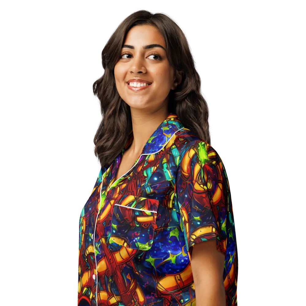 Radiant Machinery on Women's Short Sleeve Pajama Top — Left Front