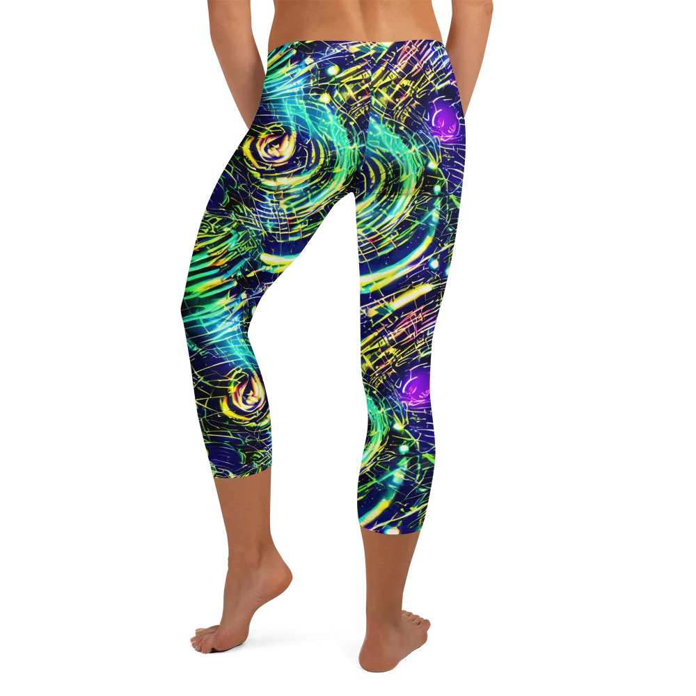 Futurist Fire on Capri Leggings — Back