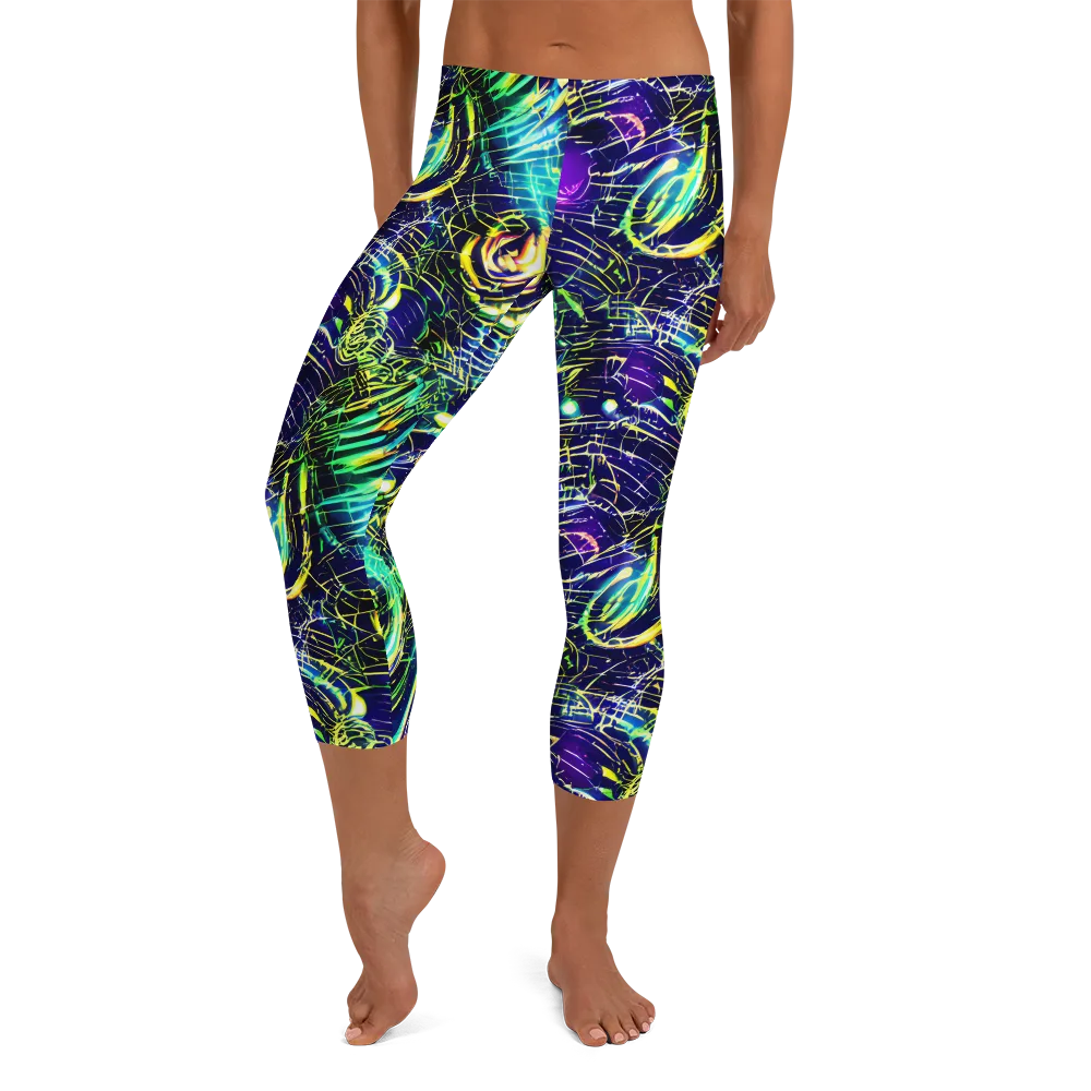 Futurist Fire on Capri Leggings — Front