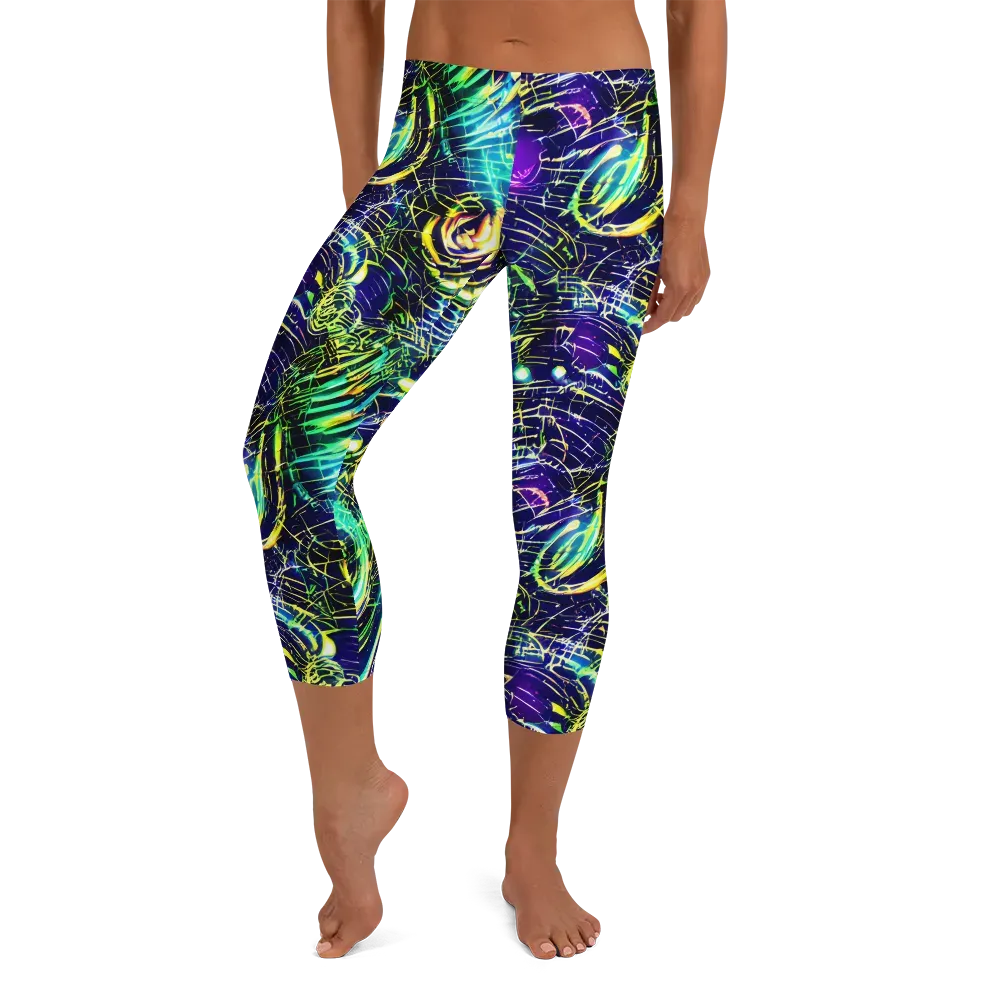 Futurist Fire on Capri Leggings — Front