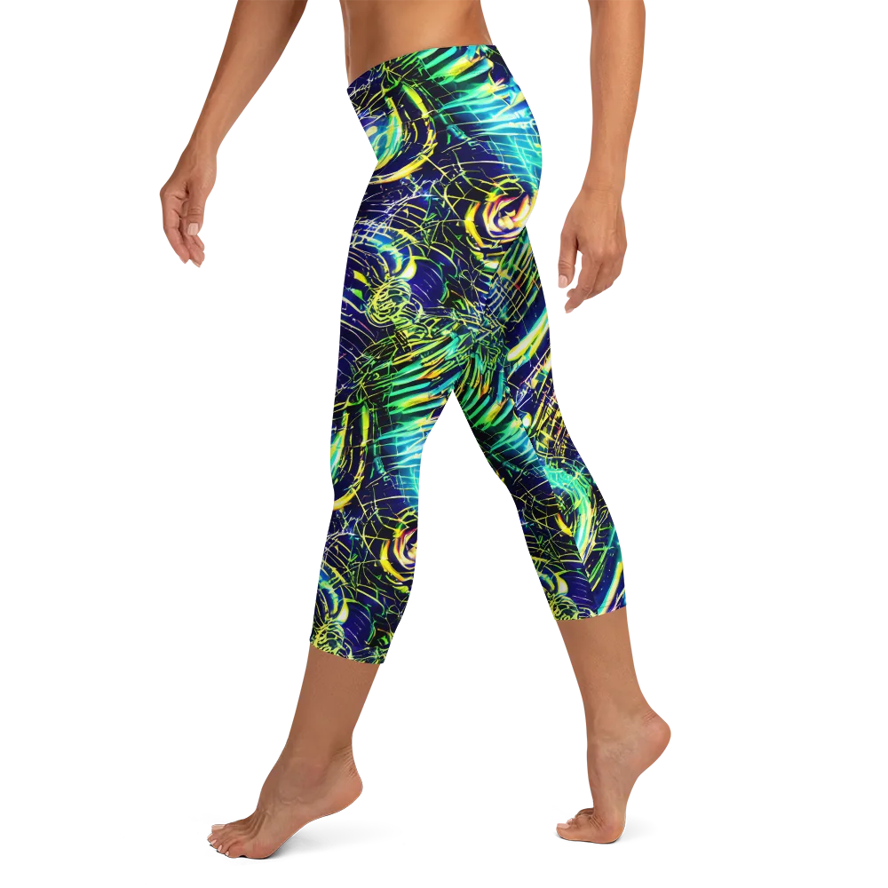 Futurist Fire on Capri Leggings — Left