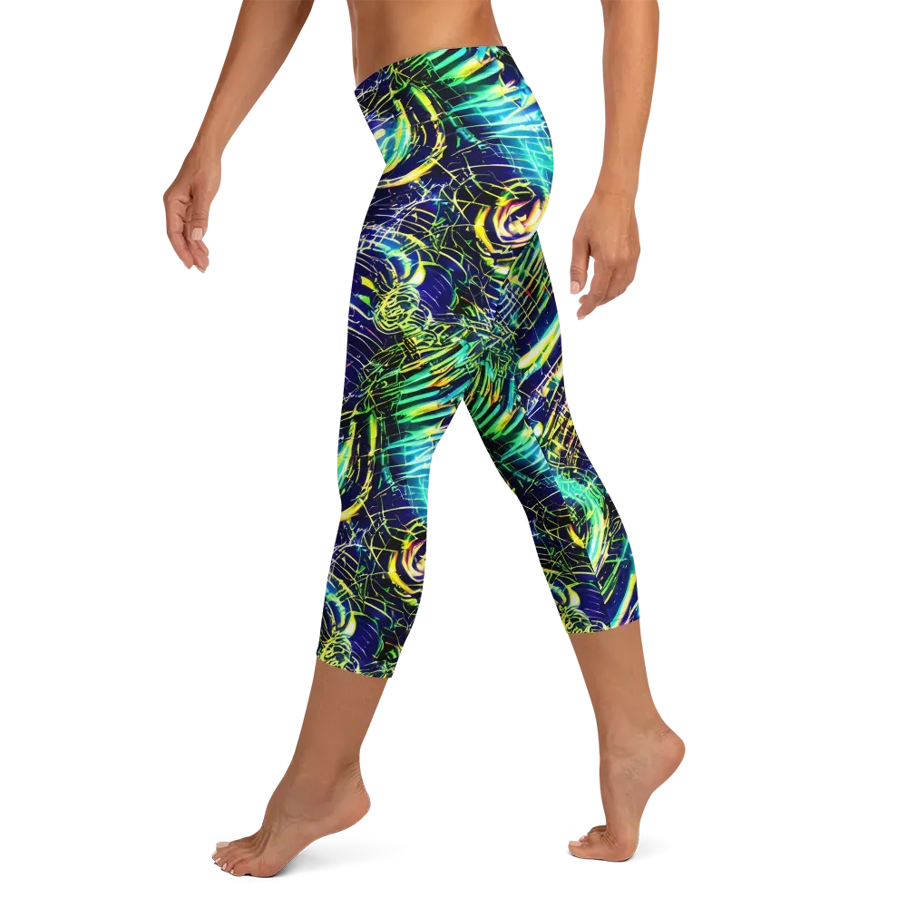 Futurist Fire on Capri Leggings — Left