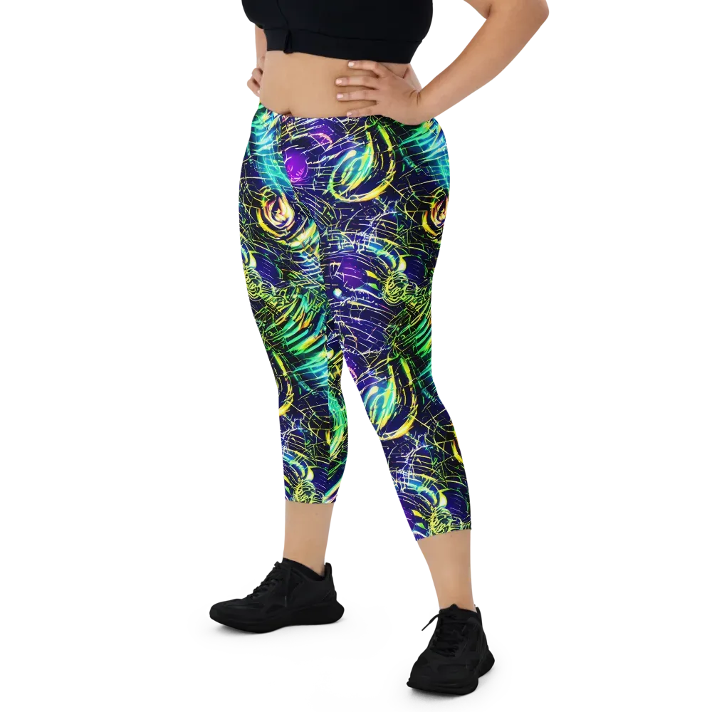 Futurist Fire on Capri Leggings — Front