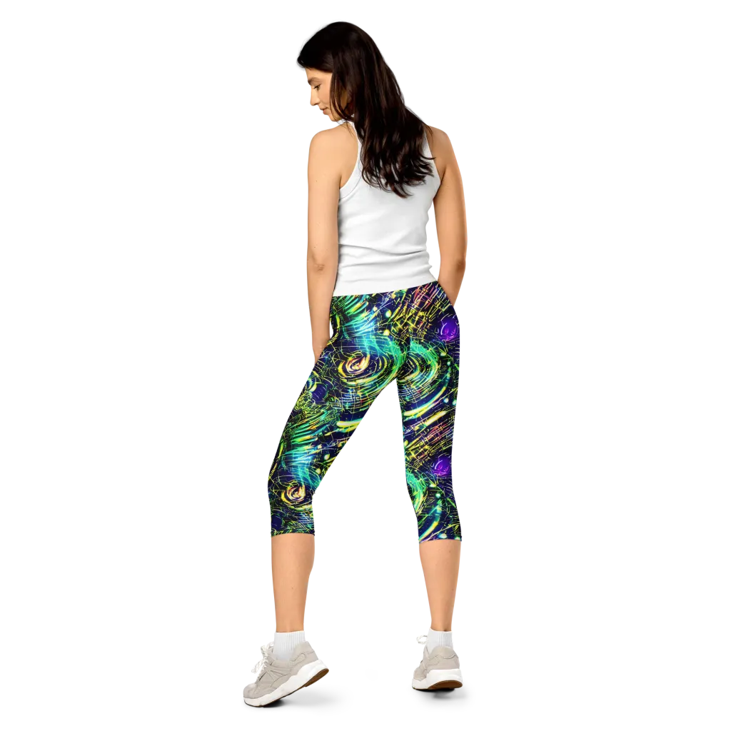 Futurist Fire on Capri Leggings — Back