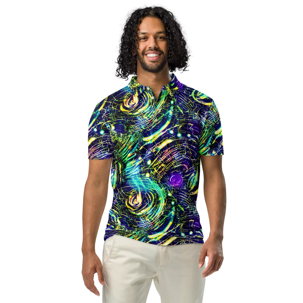 Futurist Fire on Men's Slim Fit Polo Shirt — Front