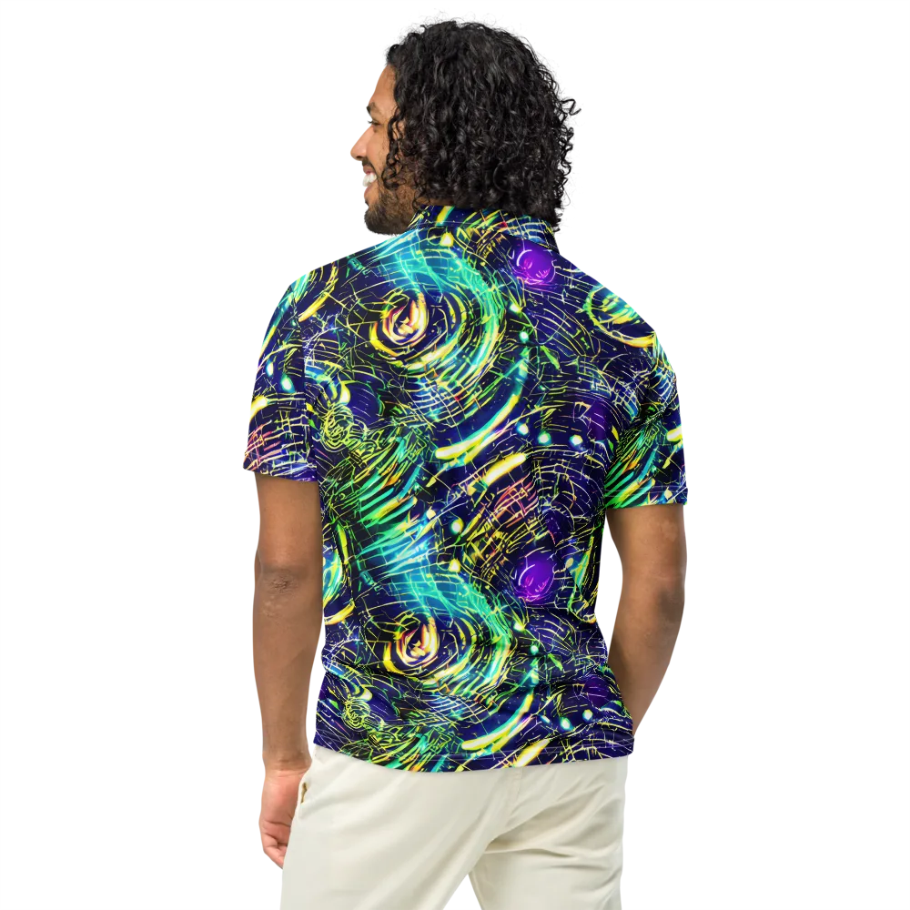 Futurist Fire on Men's Slim Fit Polo Shirt — Back
