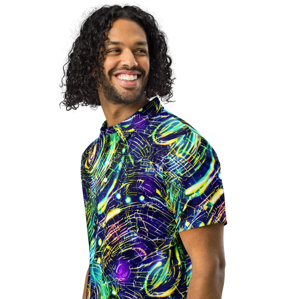 Futurist Fire on Men's Slim Fit Polo Shirt — Left Front