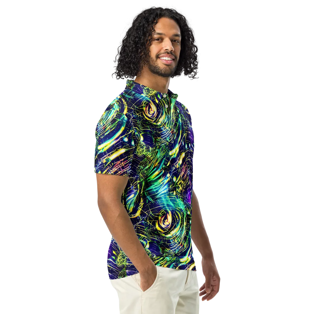 Futurist Fire on Men's Slim Fit Polo Shirt — Right Front