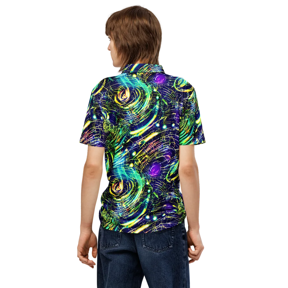 Futurist Fire on Men's Slim Fit Polo Shirt — Back