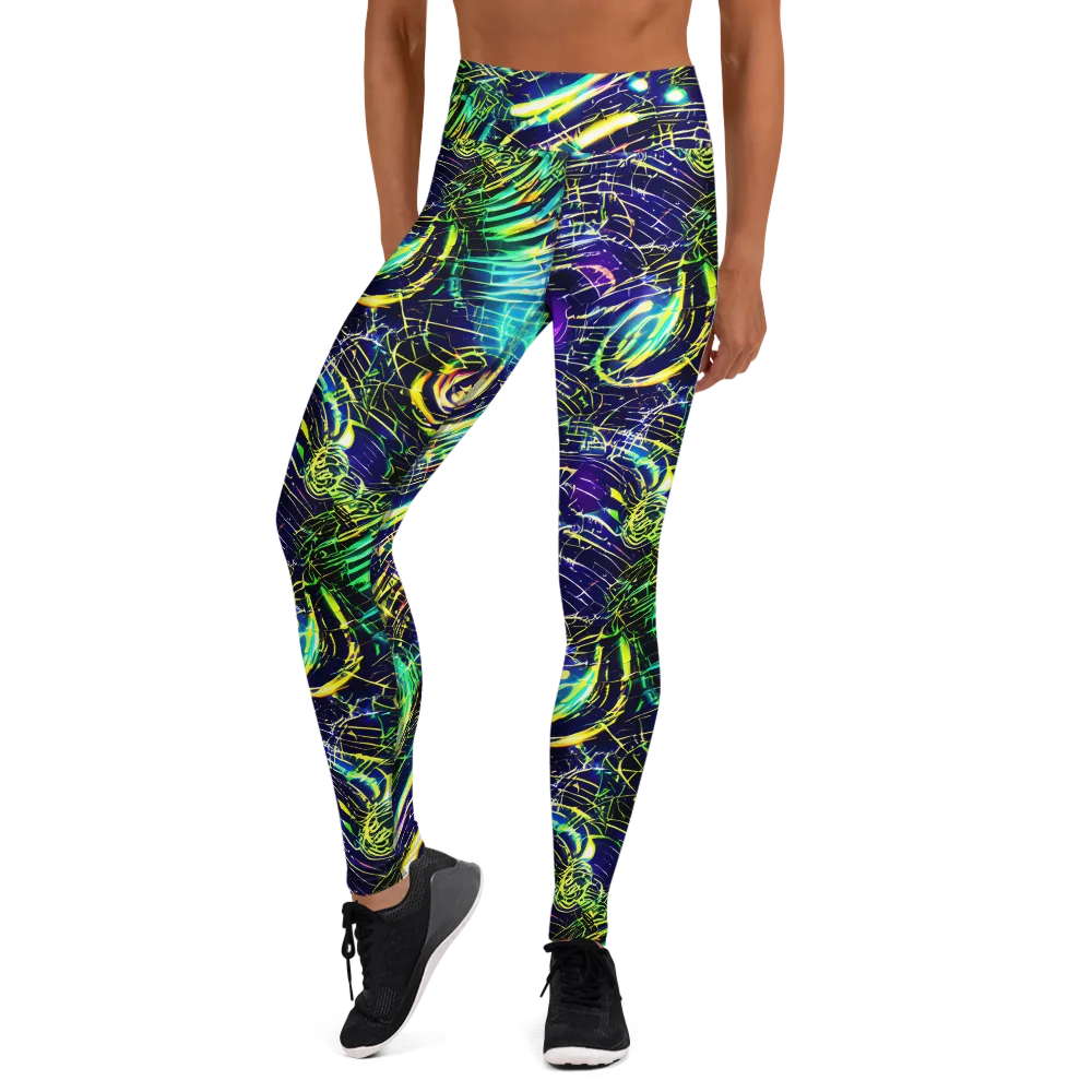 Futurist Fire on Yoga Leggings — Front