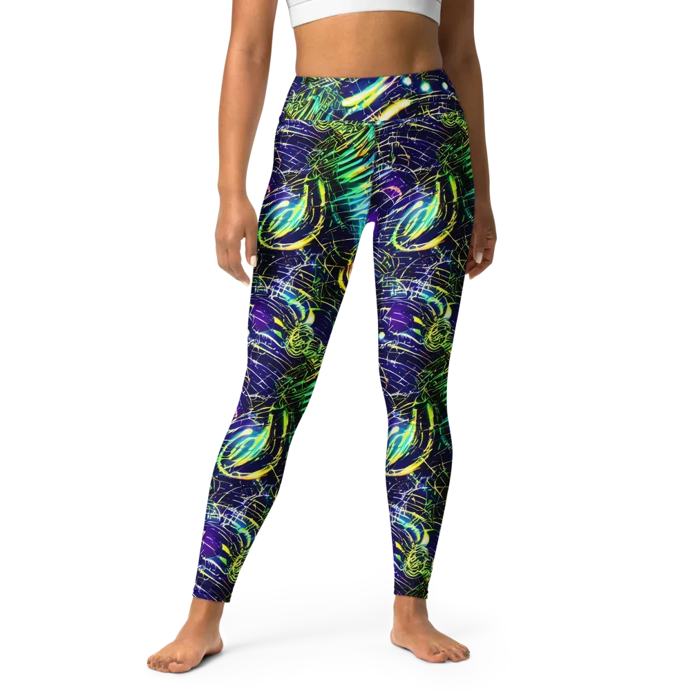 Futurist Fire on Yoga Leggings — Front