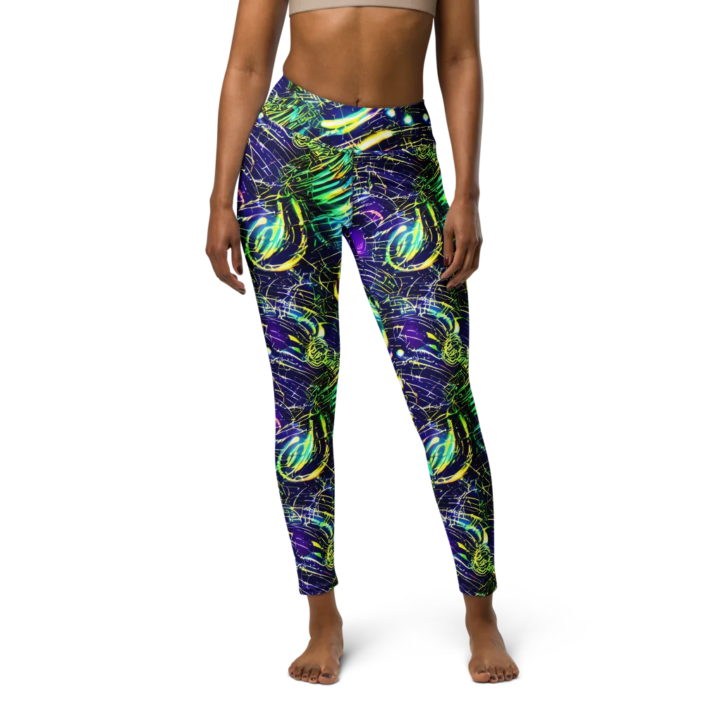 Futurist Fire on Yoga Leggings — Front