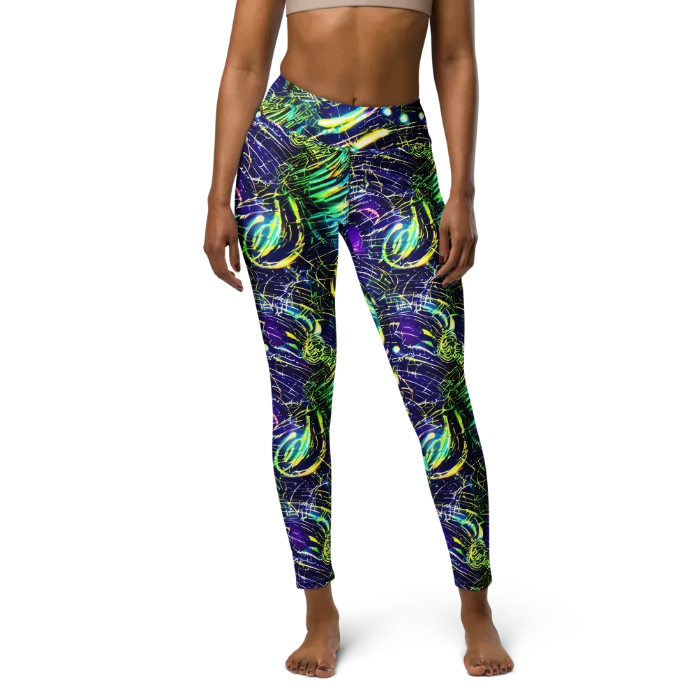 Futurist Fire on Yoga Leggings — Front