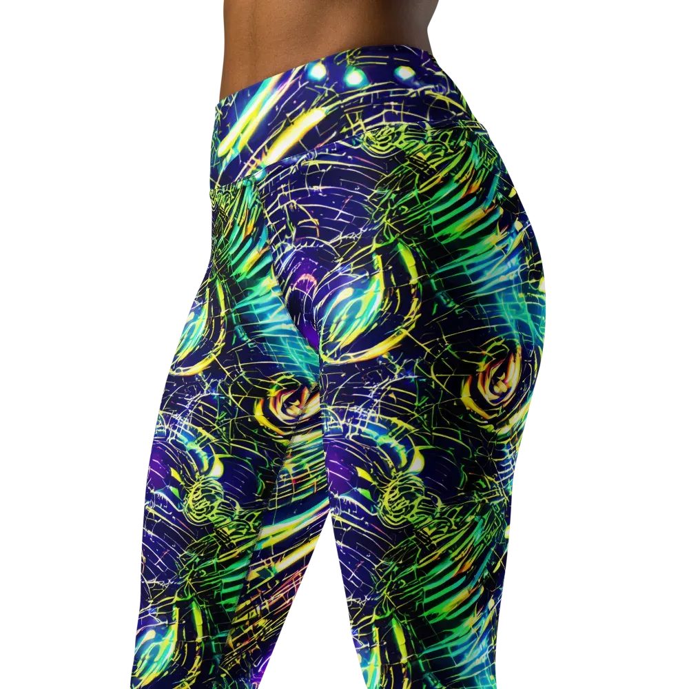 Futurist Fire on Yoga Leggings — Left Front