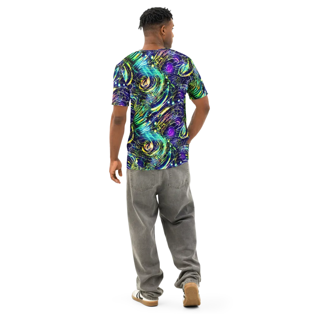 Futurist Fire on Men's Cotton Crew Neck T-Shirt — Back
