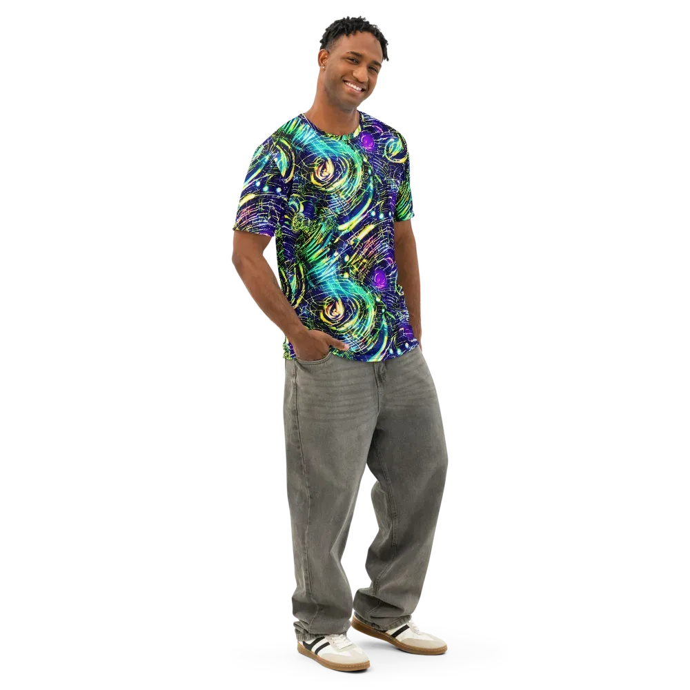 Futurist Fire on Men's Cotton Crew Neck T-Shirt — Right Front