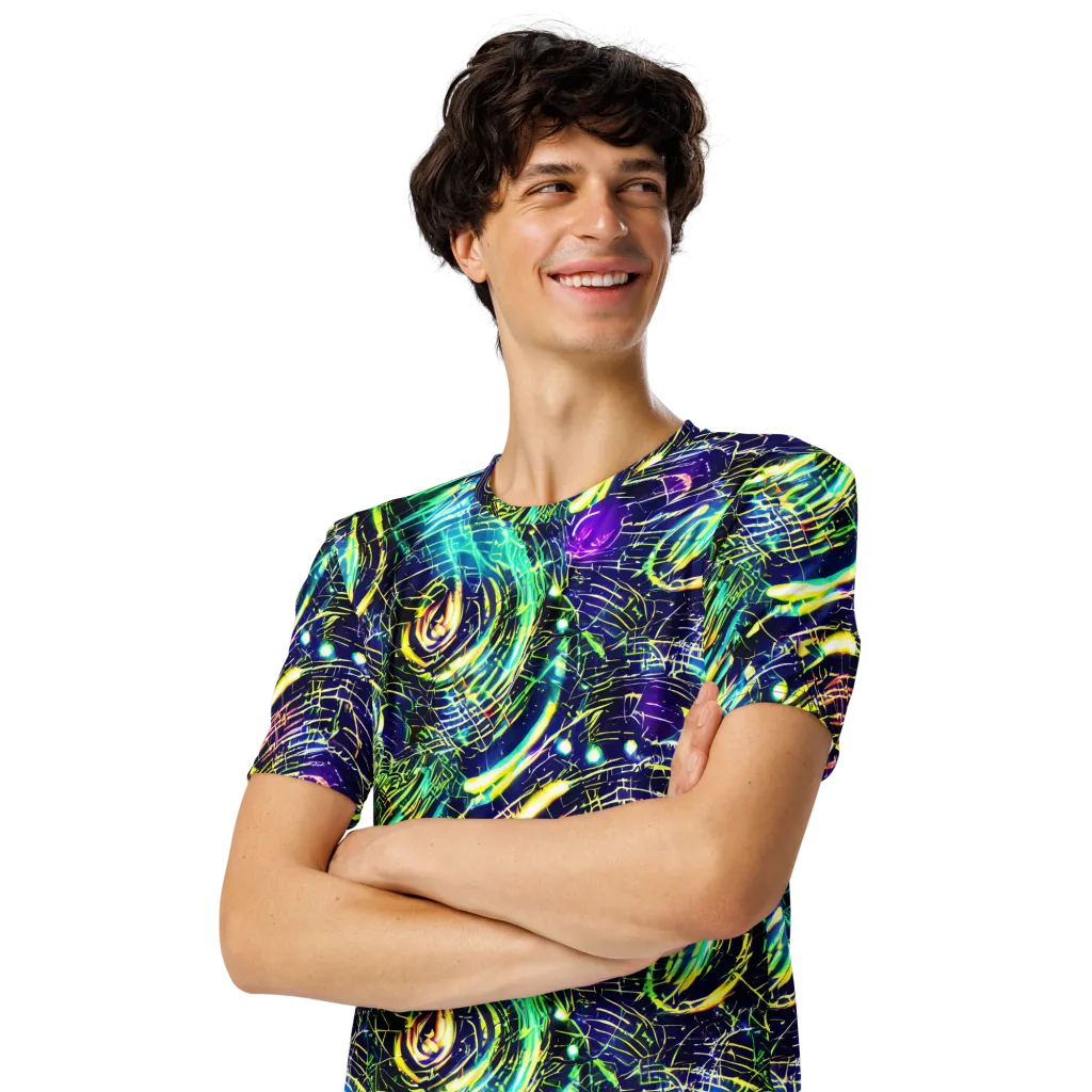 Futurist Fire on Men's Crew Neck T-Shirt — Left Front