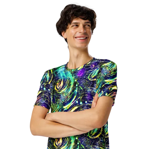 Futurist Fire on a Men's Crew Neck T-Shirt