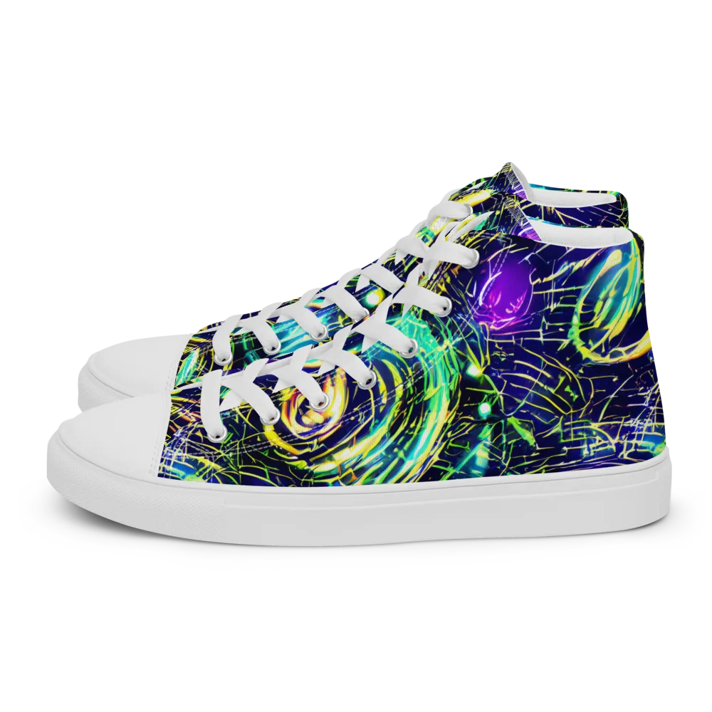 Futurist Fire on Men's High Top Canvas Shoes — Left