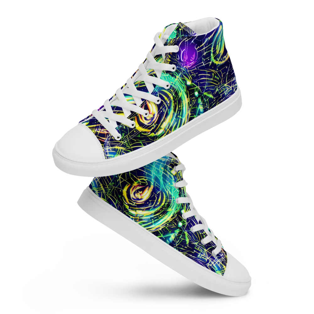 Futurist Fire on Men's High Top Canvas Shoes — Front