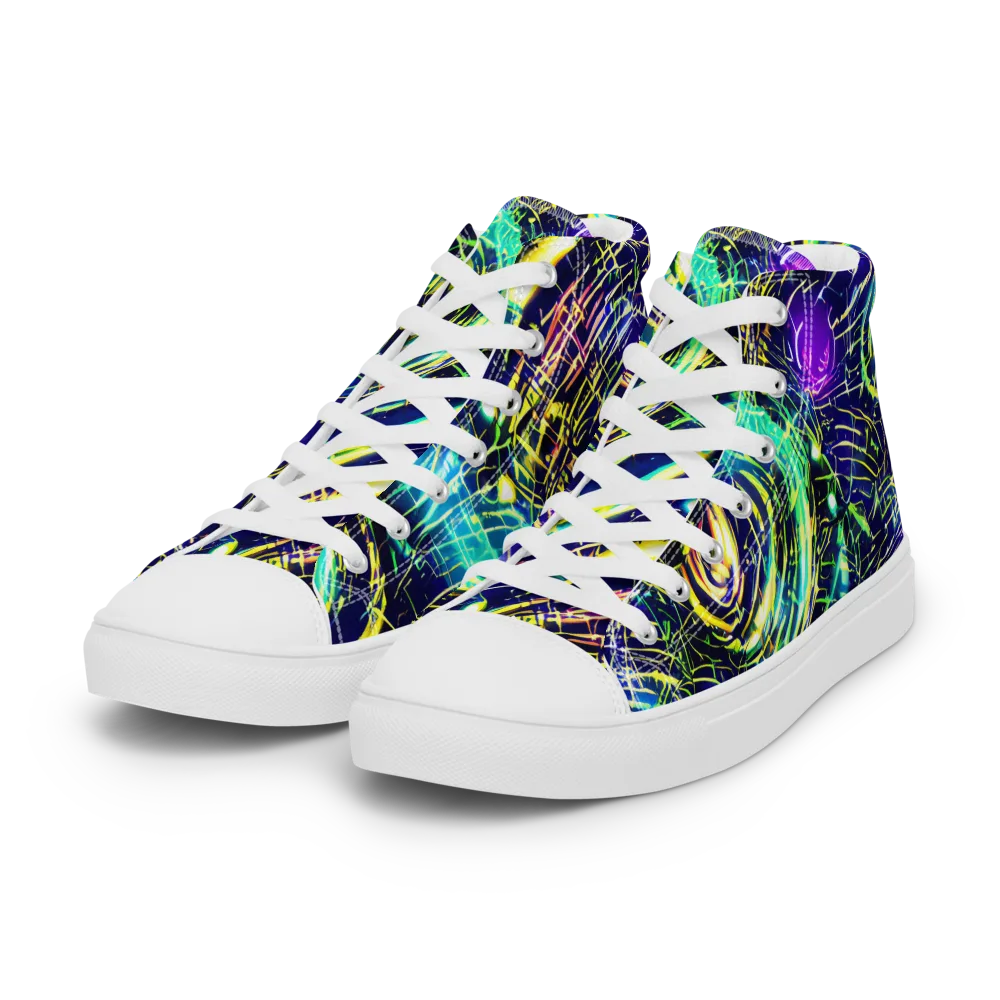 Futurist Fire on Women's High Top Canvas Shoes — Left Front