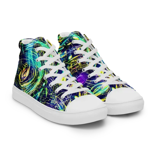 Futurist Fire on a Women's High Top Canvas Shoes
