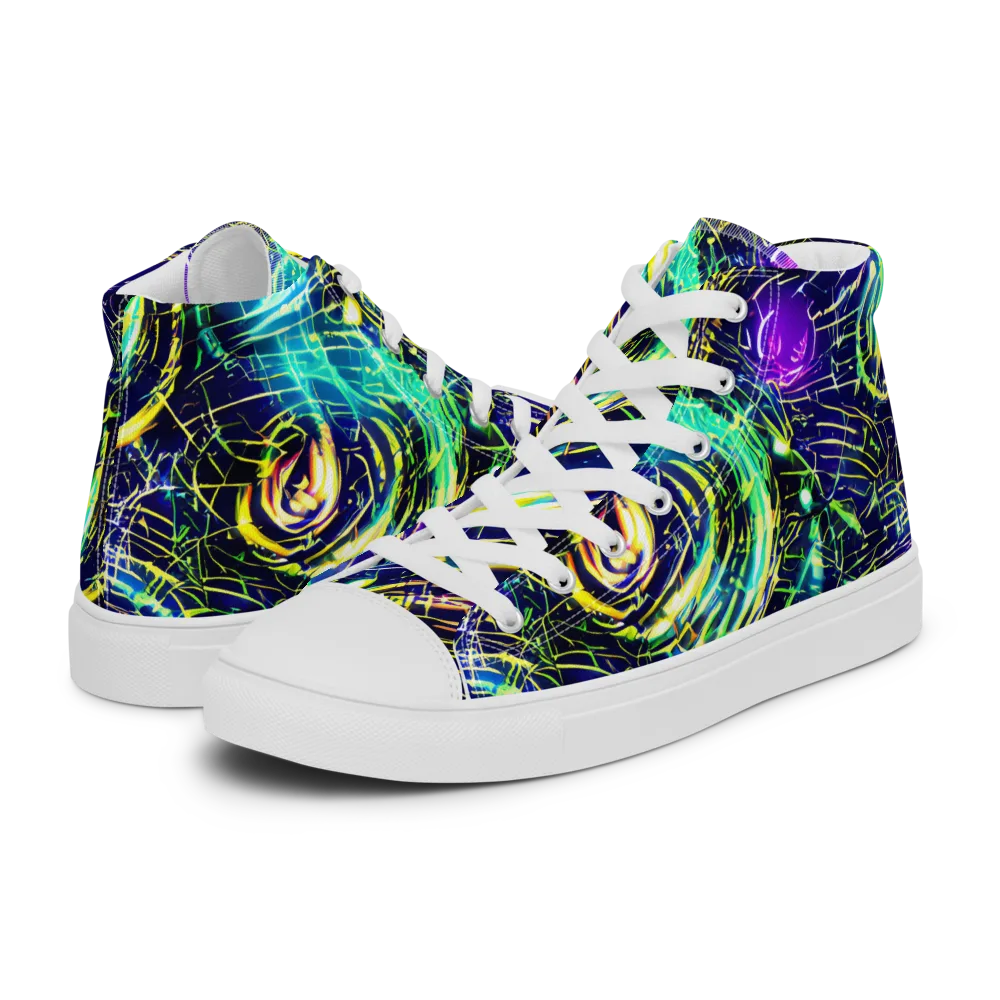 Futurist Fire on Women's High Top Canvas Shoes — Left