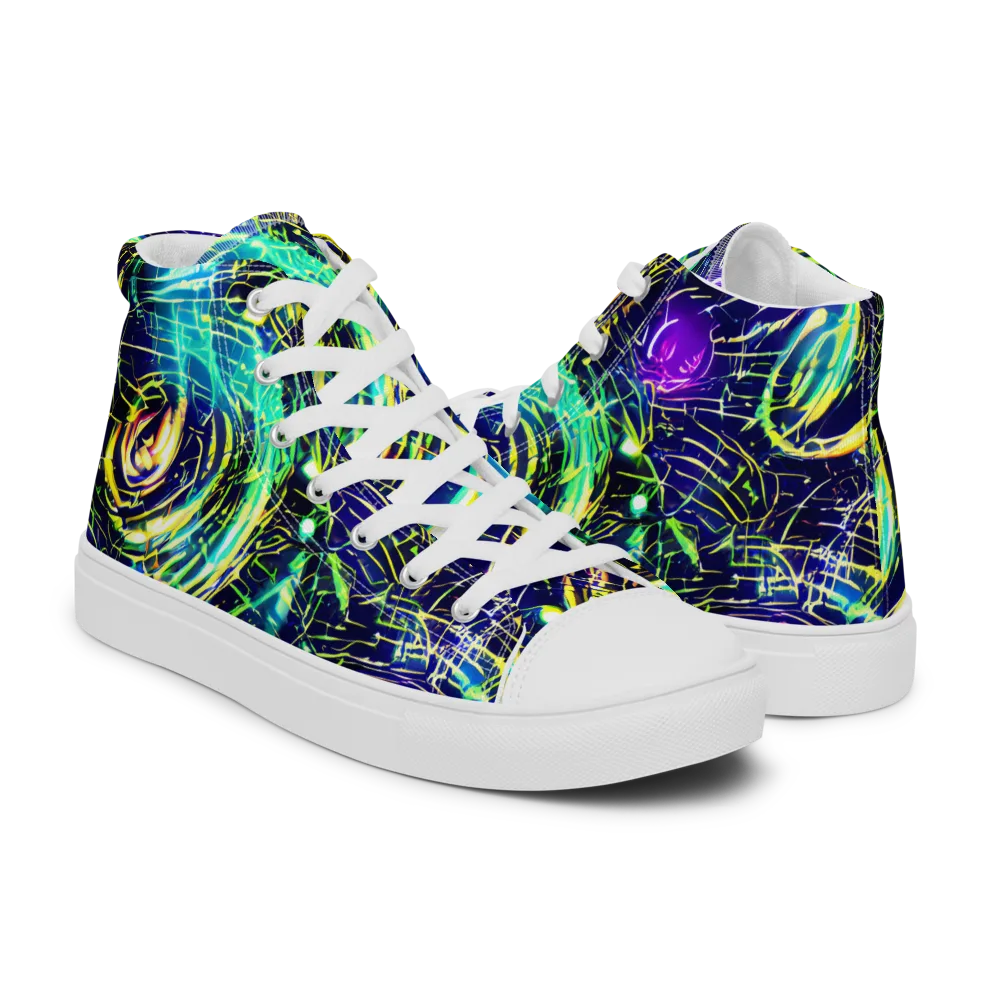 Futurist Fire on Women's High Top Canvas Shoes — Right