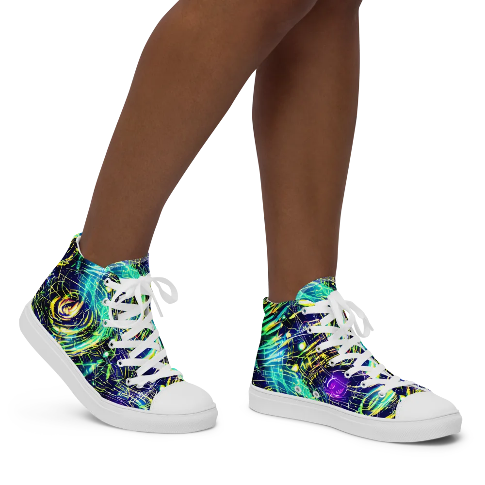 Futurist Fire on Women's High Top Canvas Shoes — Right