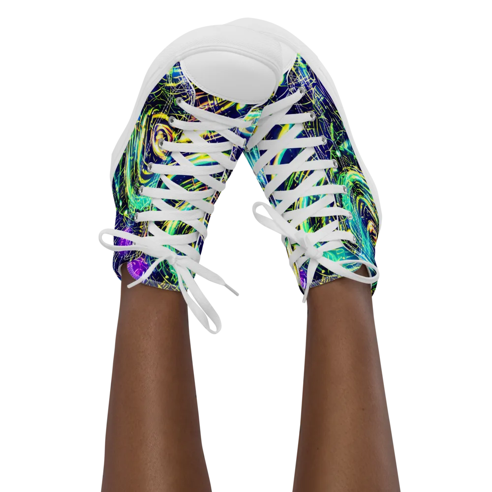 Futurist Fire on Women's High Top Canvas Shoes — Front