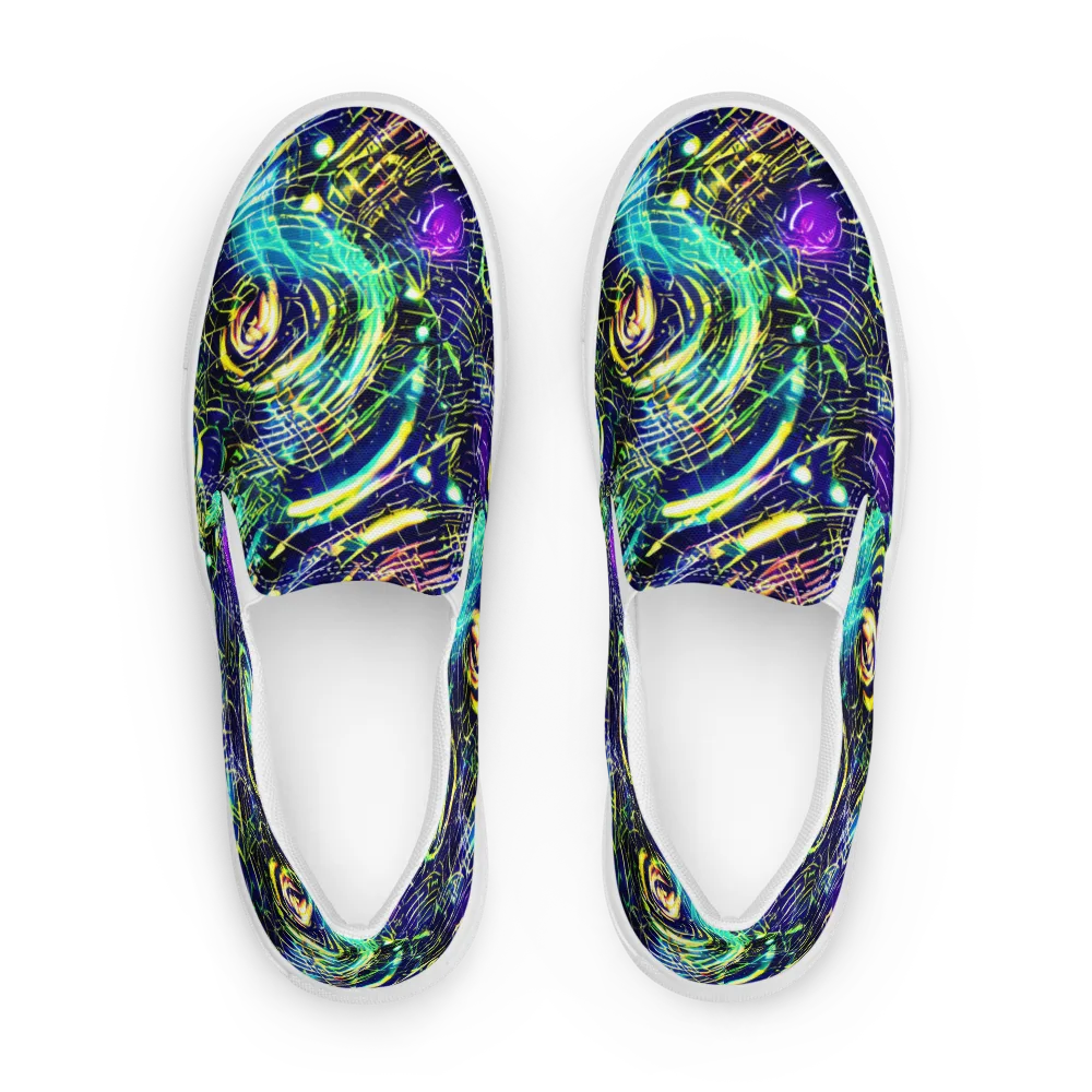 Futurist Fire on Men's Slip-On Canvas Shoes — Front
