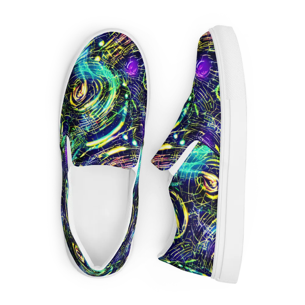 Futurist Fire on Men's Slip-On Canvas Shoes — Front